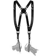 C Coiro Camera Strap Accessories for Two-Cameras – Dual Shoulder Leather Harness – Multi Camera G...