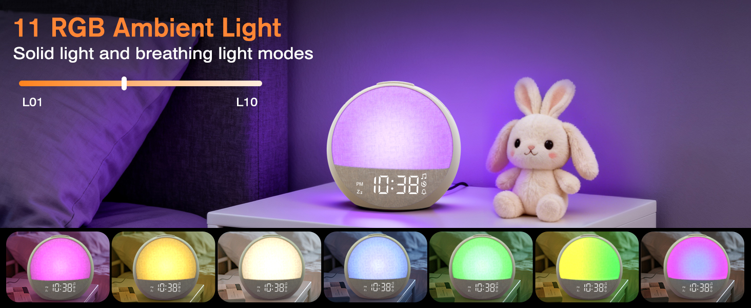 night light clock features 11 different rich light colors to suit your needs