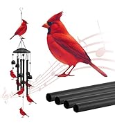 Cardinal Wind Chimes for Outside, Black Metal Windchimes Outdoors, Cardinals Gifts for Women/Men,...