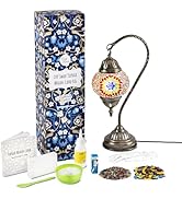 KRAFTSTORIES Turkish Mosaic Swan Neck Lamp Making Kit| DIY Colorful Glass Decorative Nightstand T...