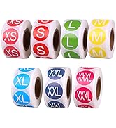3500 Clothing Size Stickers 7/8" Colorful Apparel Size Stickers for Clothing, 7 Rolls, All 7 Size...