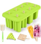 Firstfooby Popsicles Molds, 8-Cavity Silicone Popsicle Molds with 50 Sticks, BPA-Free Ice Pop Mol...