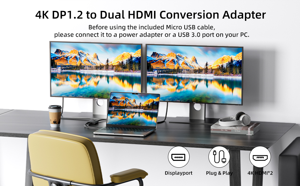 DisplayPort to Dual HDMI
