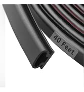 Fingwerk 40 Feet Rubber Weather Stripping Door Seal Strip, Self-Adhesive Backing D-Shape Door Wea...