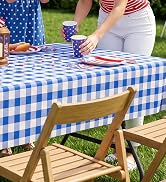 misaya 6 Packs Buffalo Disposable Table Cloth, 54 x 108 Inch Waterproof Plastic Tablecloth, Recta...