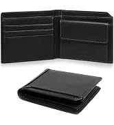 Pomelo Best Genuine Leather Thin Bifold Wallet Credit Card Holder for Men with Coin Pocket Minima...