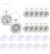 DICOSMETIC 15 Sets Flower Keychain Pendant Tray 18mm Alloy Cabochon Keychain Blanks with Keyrings...