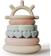 Moonkie Stacks of Circles Soft Teething Toy Educational Learning Stacking Ring Toys for Babies, 7...