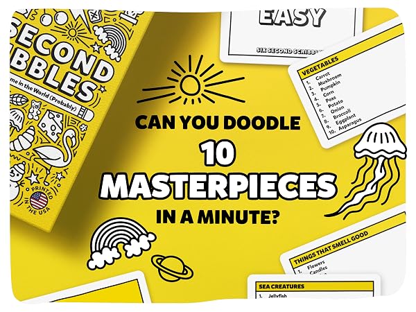 Six second scribbles drawing creative card board game Age fun family night kids teenagers