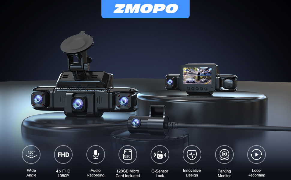 4-channel dash camera suitable for cars, buses, taxis, and off-road SUVs