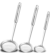 ANAEAT Stainless Steel Fat Skimmer Spoon - Set of 3 Professional Kitchen Fine Mesh Food Strainer ...