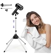 Adjustable Hair Dryer Stand, 29-59 Inch Hair Dryer Holder with Tripod and Universal Clip, 360-Deg...