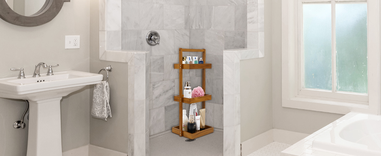 teak shower caddy