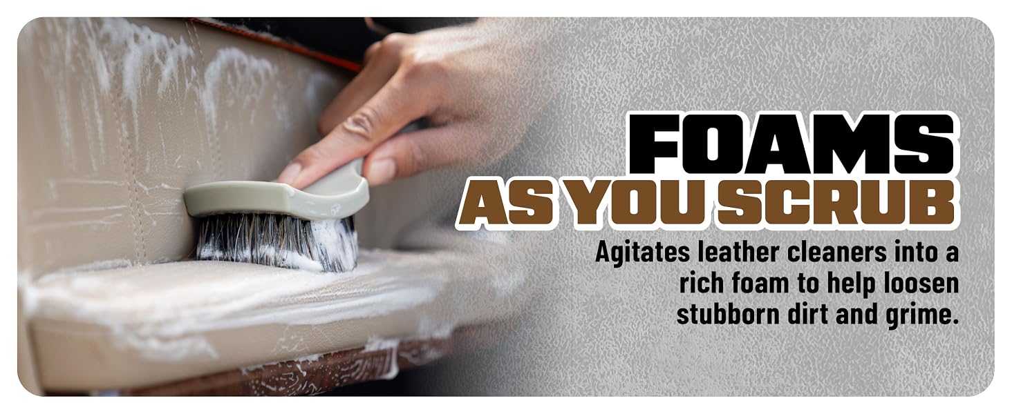 Cleans finished leather on seats, boots, bags, and furniture in any color.