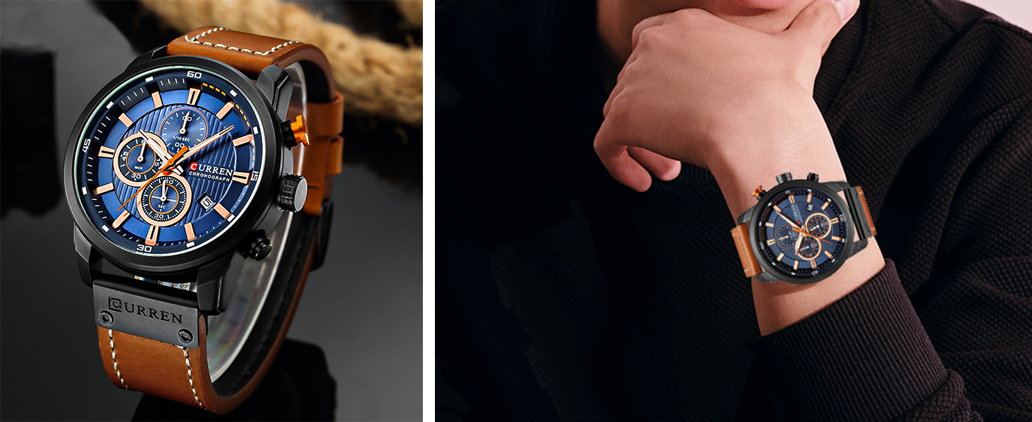 Mens Sport Military Analog Quartz Watch Chronograph