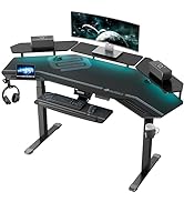 EUREKA ERGONOMIC Gaming Desk, Standing Desk Keyboard Tray, 72" Wing Shaped Music Studio Desk Elec...