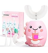 Kids U Shaped Electric Toothbrush with 4 Brush Heads, Sonic Toothbrush Kids with 5 Modes, Cartoon...