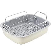 KITESSENSU Nonstick Turkey Roasting Pan with Rack 17 x 14 inch - Large Chicken Roaster Pan for Ov...