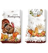 Arquiel Fall Thanksgiving Turkey Pumpkin Tea Towels, Cotton Kitchen Towel 18.9 × 27.5 Inch, Quick...