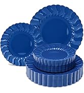 Lullaby 60PCS Navy Blue Scalloped Plastic Plates, Disposable Elegant Party Plates Include 30pcs D...