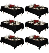 Fixwal 6 Pack Black Table Cloth for Rectangle Table, 70 x 120 Inch Polyester Fabric Tablecloths R...