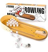 3 otters Mini Bowling Set, Wooden Tabletop Bowling Game Desk Toys Desktop Bowling Home Bowling Al...