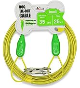 Petest Tie-Out Cable with Crimp Cover for Dogs Up to 35/60/90/125/250 Pounds, 15ft 25ft 30ft Leng...