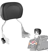 DSISIMO Chrome Detachable Upright Passenger Backrest Sissy Bar With Backrest Pad Compatible With ...