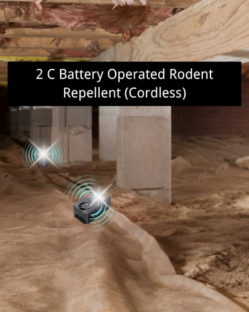 C battery powered rodent deterrent for garage