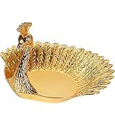Nerien Metal Candy Dish Golden Peacock Shape Fruits Serving Tray Cookie Storage Bowl Party Snacks...