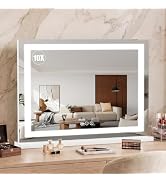 Bearolve Vanity Mirror with Lights 28"x20", LED Makeup Mirror, 3 Color Lighting Modes, 10X Magnif...
