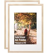 KINLINK A2 Picture Frames Natural, Solid Wood Frames with Acrylic Plexiglass 16.5 x 23.5 Frame fo...