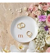 Lolalet Handmade Ceramic Ring Dish Jewelry Tray Plate with Initial, Small Personalized Monogram G...
