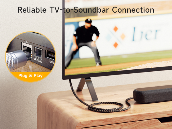 Premium Optical Audio Cable 6ft (Toslink Optical Cable for Soundbar, Digital S/PDIF Cord)
