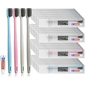 Lomgwumy Disposable Toothbrush, Toothbrush Bulk, Bulk Toothbrush and Toothpaste Sets, 4 Colors, I...