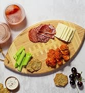 football shaped cutting board serving game day snacks