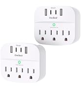 2 Pack Multi Plug Outlet Splitter with USB, Surge Protector Outlet Extender with 3 Wall Outlets 4...