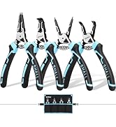 SHALL Snap Ring Pliers Set, 4PCS Heavy Duty 7-Inch Internal External Circlip Pliers, Straight Ben...