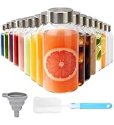 Sursip 8 oz Glass Bottles with Stainless Steel Lids (Set of 16) - Reusable Small Clear Jars for J...