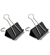 Coideal Medium Binder Paper Clips Black, 24 Per Tub 1 1/4 Inch Metal Foldback Bull Clip Clamps fo...
