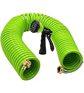 AUTOMAN-Garden-Water-Hose-Recoil,50 Feet EVA Curly Water Hose with Brass Connectors,Watering Hose...