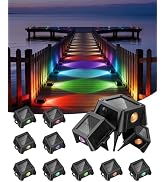 TECKNET Solar Driveway & Deck Lights,9 Colors+3 Dynamic Modes,IP68,12 Pack | Solar Dock Deck Ligh...