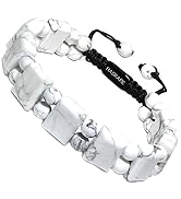 Protection Crystal Mens Flat Bead Bracelet, HASKARE Natural Stone Bracelets Genuine Howlite Beads...