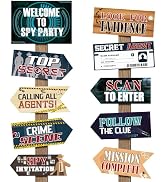20 Pcs Secret Agent Signs Decorations Spy Party Decorations Secret Detective Theme Directional Si...