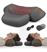 3-in-1 Neck Massager Pillow with Heating, Traction & Vibration, Memory Foam Cervical Support for ...