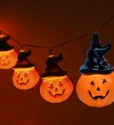 PASUTO Halloween Decorations Lights - Pumpkin String Lights with 10Pcs Cute Pumpkin Lantern Light...