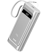 TALIX 100W/10000mAh Portable Charger Power Bank Fast Charging with Built in Cables,3-Port USB-C L...