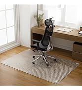 GLSLAND 36"x46" Tempered Glass Chair Mat – Checkered Patterned Heavy Duty Floor Mats Protector fo...