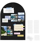 QTRQTR Large Arched Felt Bulletin Board-35 × 24" Stylish Black Cork Board | 6 Pieces Adhesive Pan...