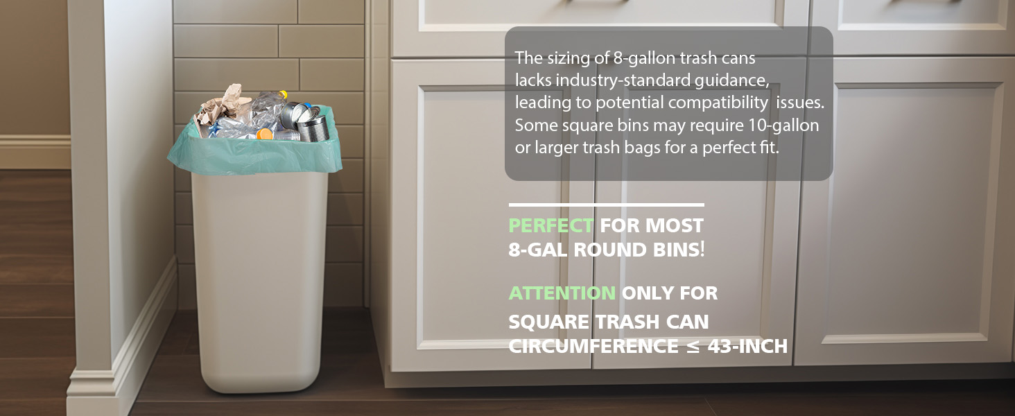 the sizing of 8 gallon trsh can